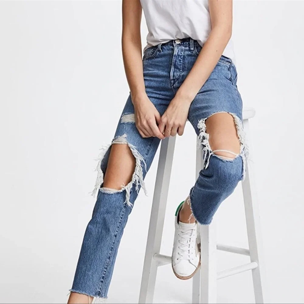 3x1 Boyfriend Straight Leg Jeans‎ Ripped Knee Jeans Indie Grunge NWT Size 24